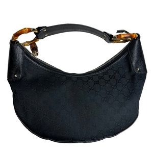 Gucci Bamboo Half Moon Hobo GG Bag